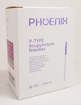 Akupunkturnål med plasthandtag och införingshylsa, P-type från Phoenix, 0,25*40 mm, 100 st