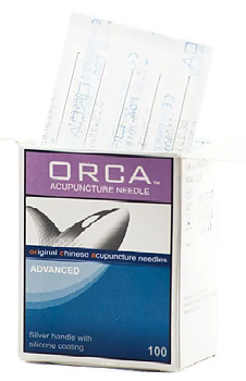 Akupunkturnål från ORCA med silverhandtag, 0,25*30 mm, 100 st utan tub