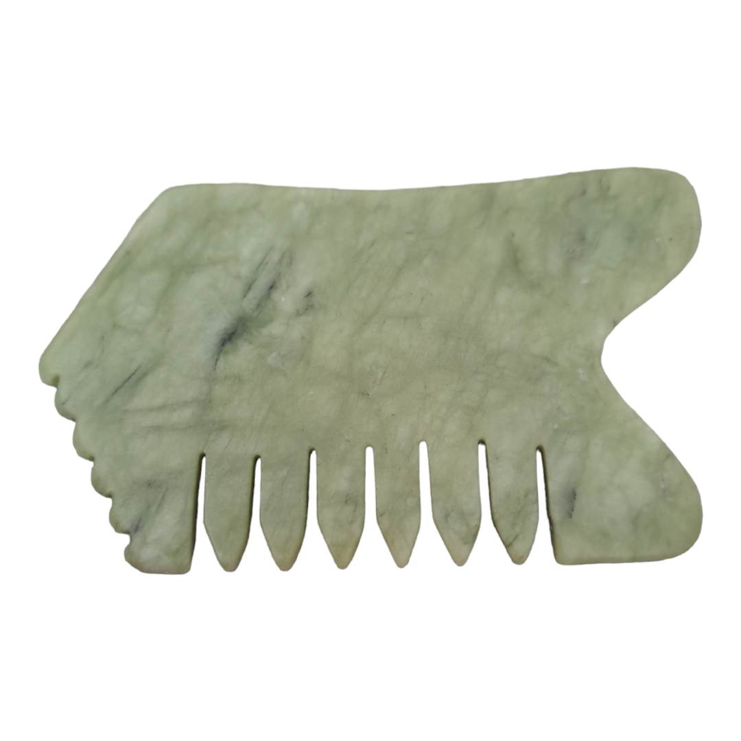 Gua Sha -Green jade Comb - 2