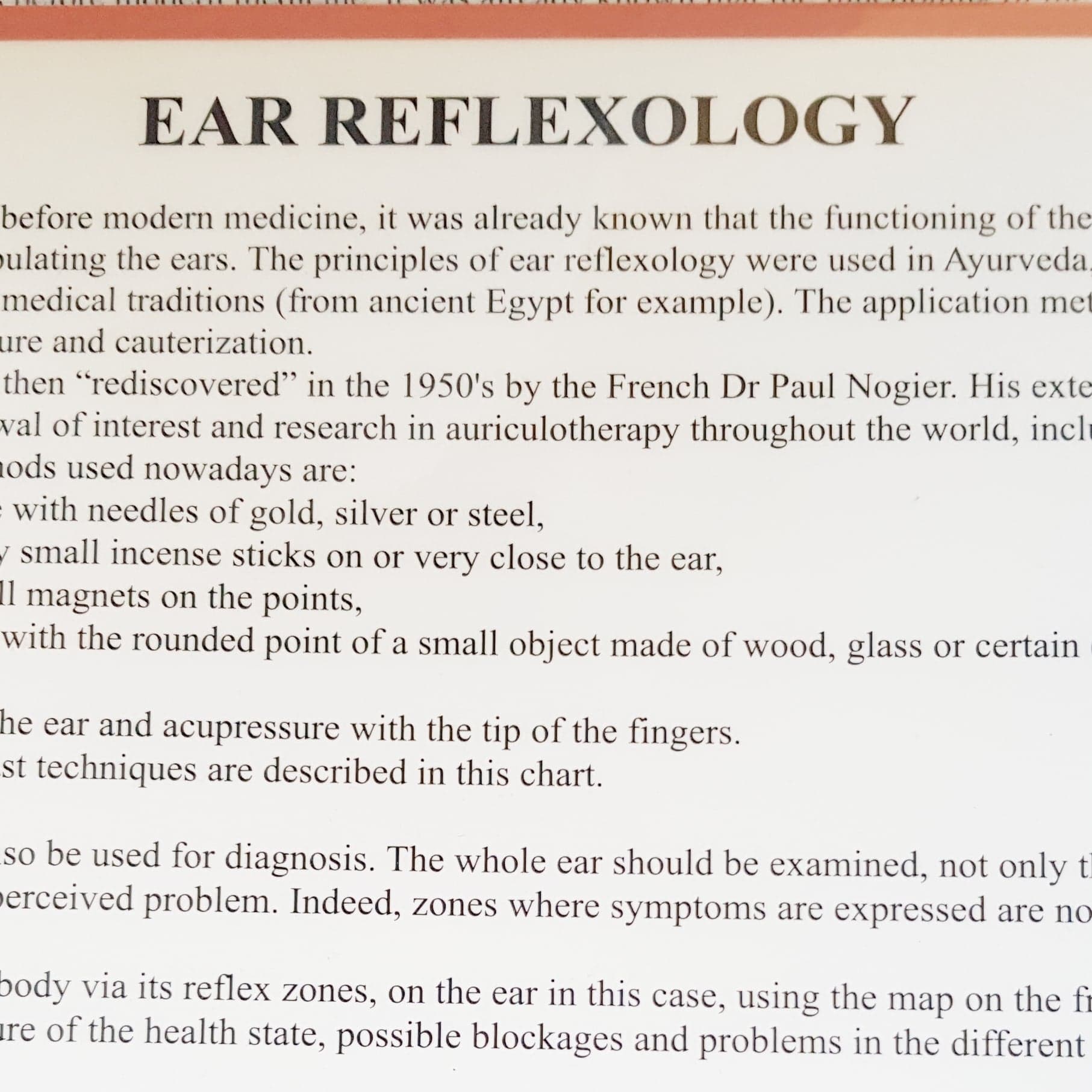 Ear reflexology Chart, plansch A4 - 5