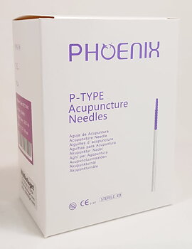 Akupunkturnål med plasthandtag och införingshylsa, P-type från Phoenix, 0,20*30 mm, 100 st