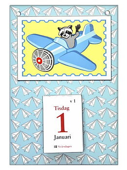 12-122 WALLCALENDAR Flying raccoon