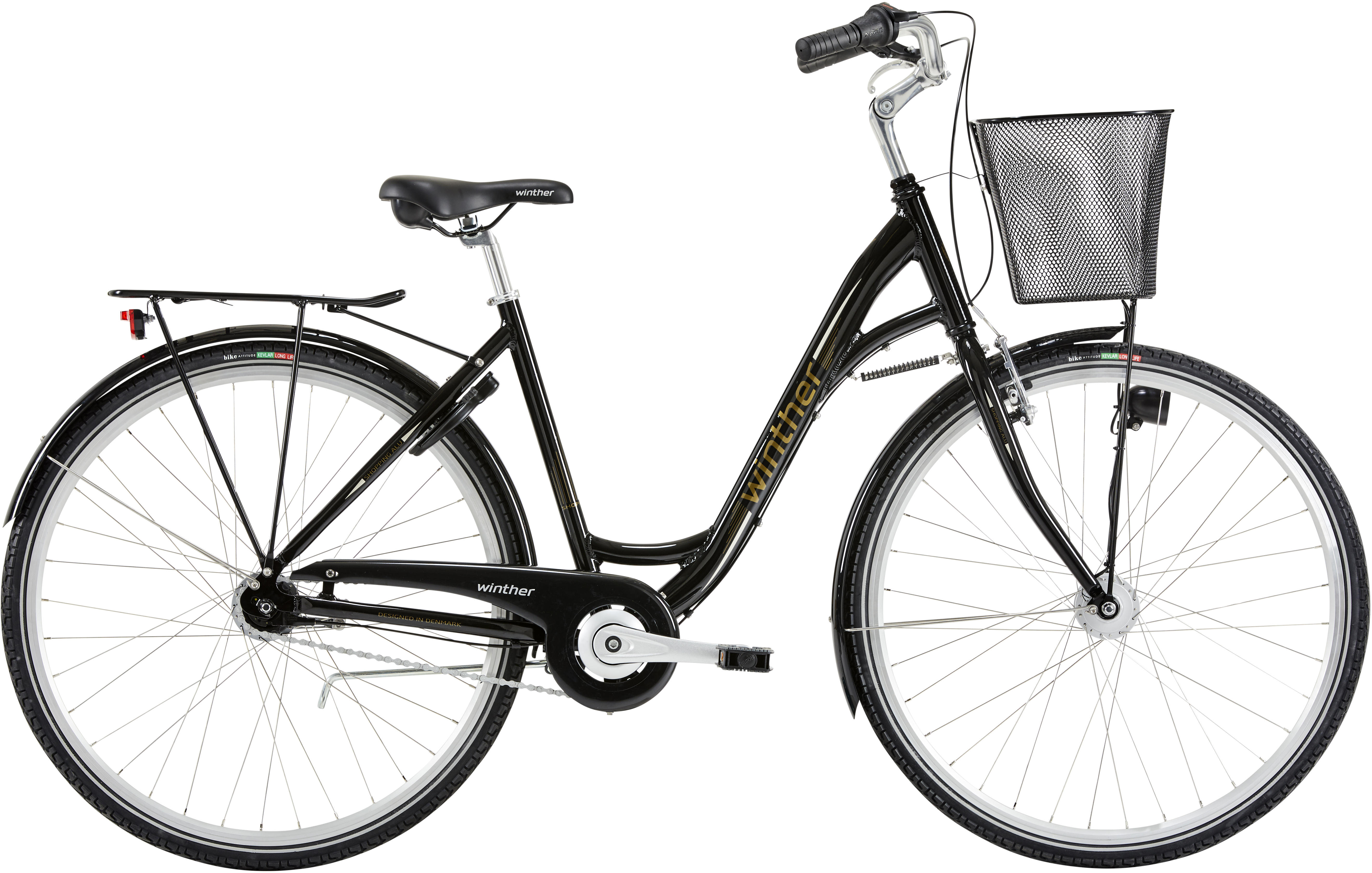 Winther Shopping SE Dam 3vxl fot/v-broms 48cm Svart inkl. korg