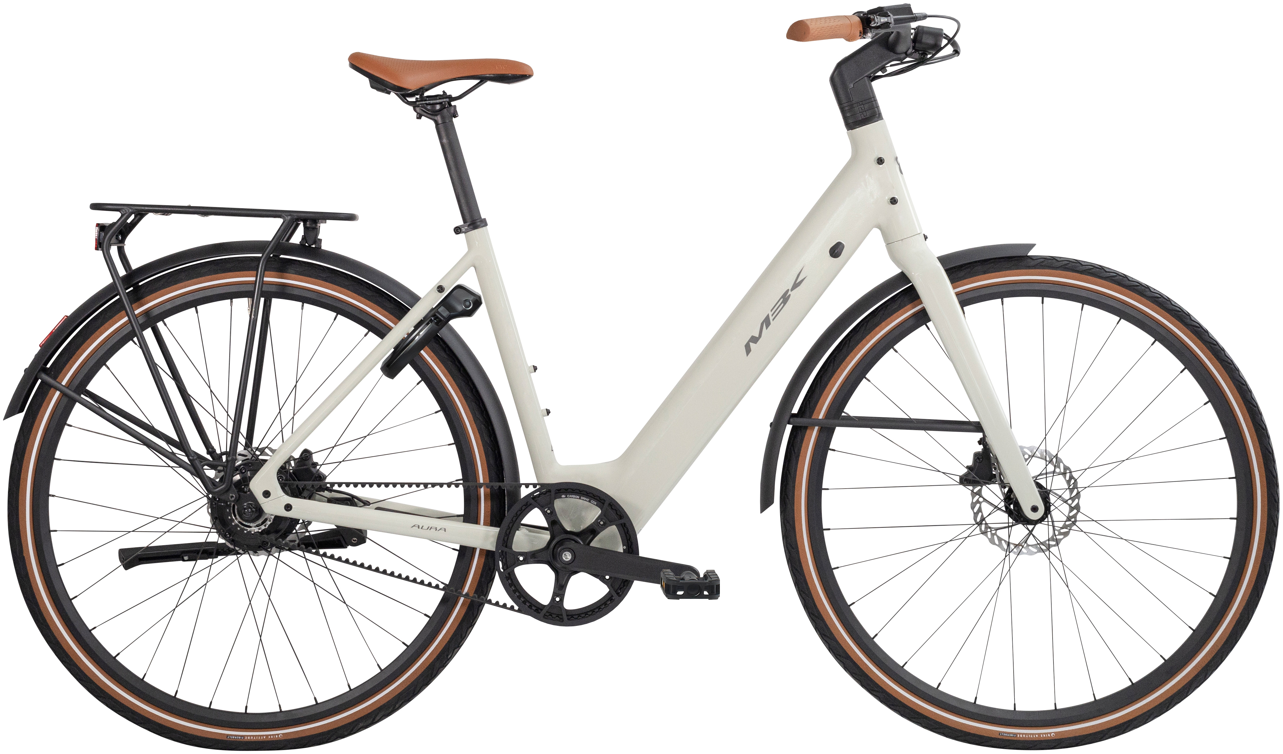 MBK Aura Elcykel Remdrift Unisex Blank Råvit