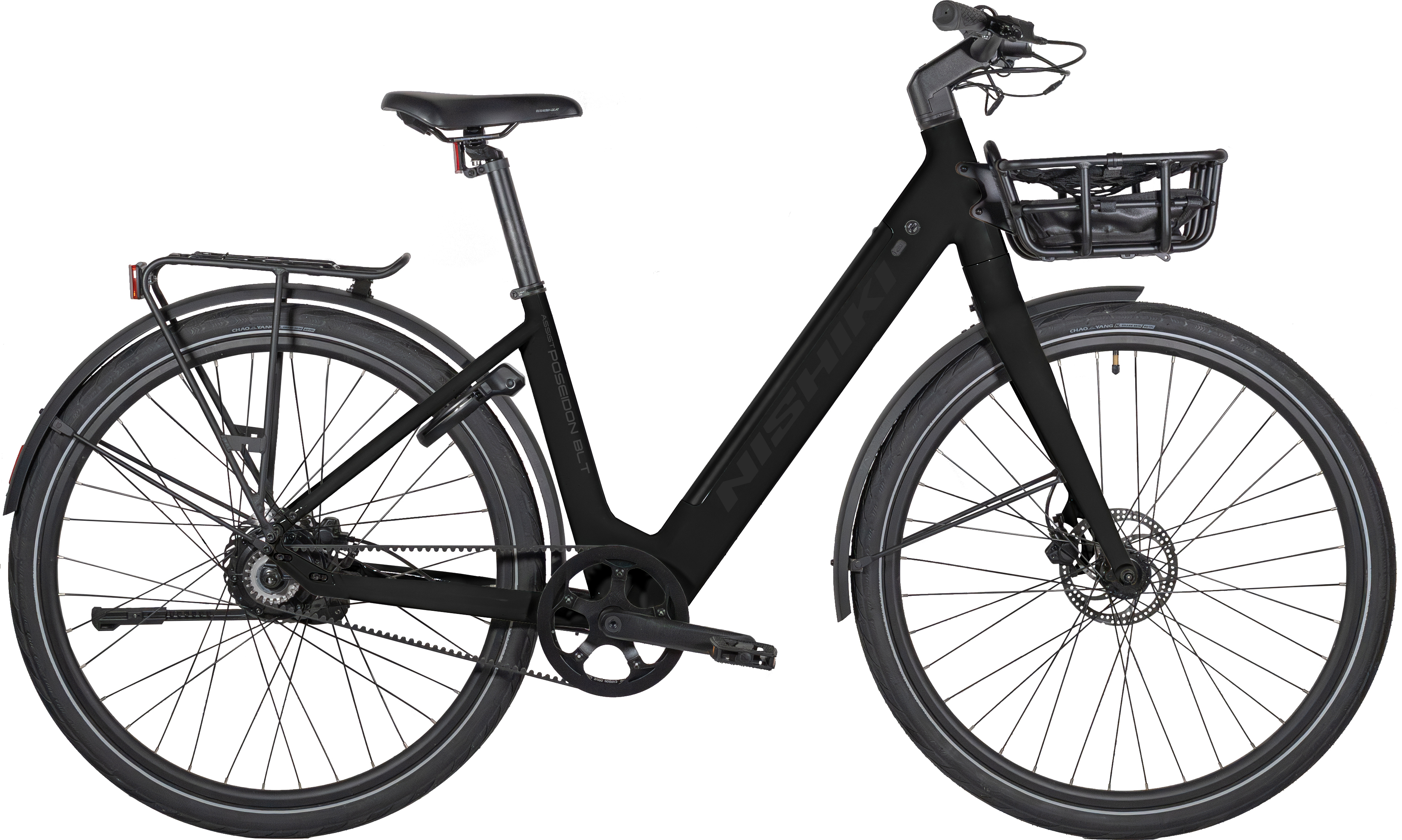 Nishiki Poseidon BLT Elcykel Remdrift Unisex Blank Svart