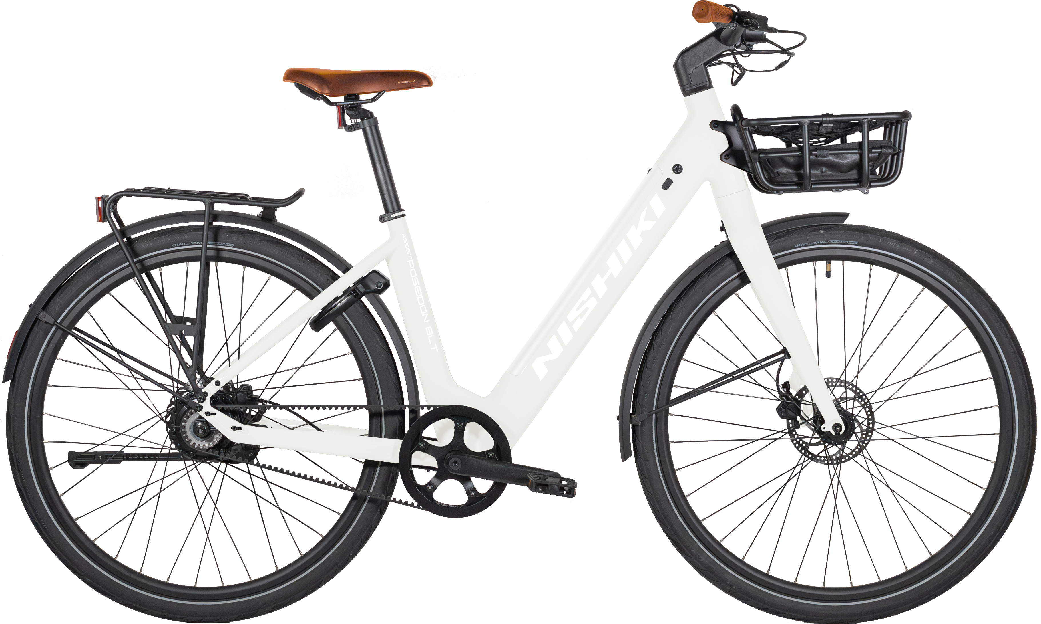 Nishiki Poseidon BLT Elcykel Remdrift Unisex Blank Vanilj
