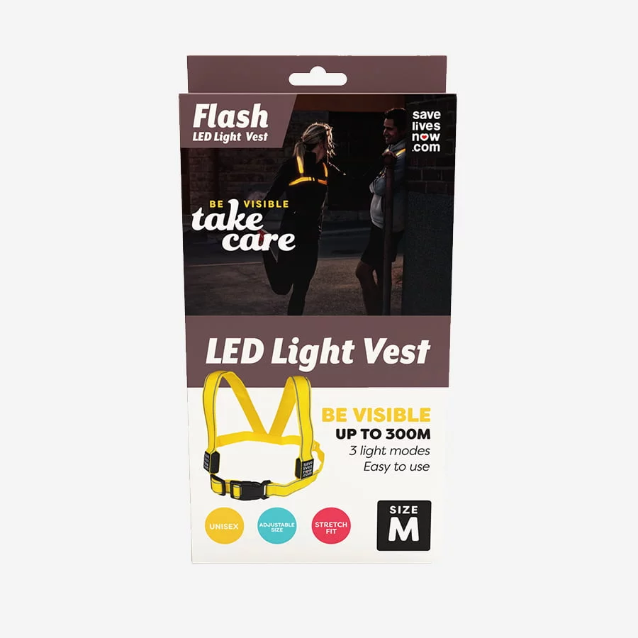 Save Lives Now Flash LED Light Vest 250 kr  Var synlig, det räddar liv. Syns på upp till 300 meter.