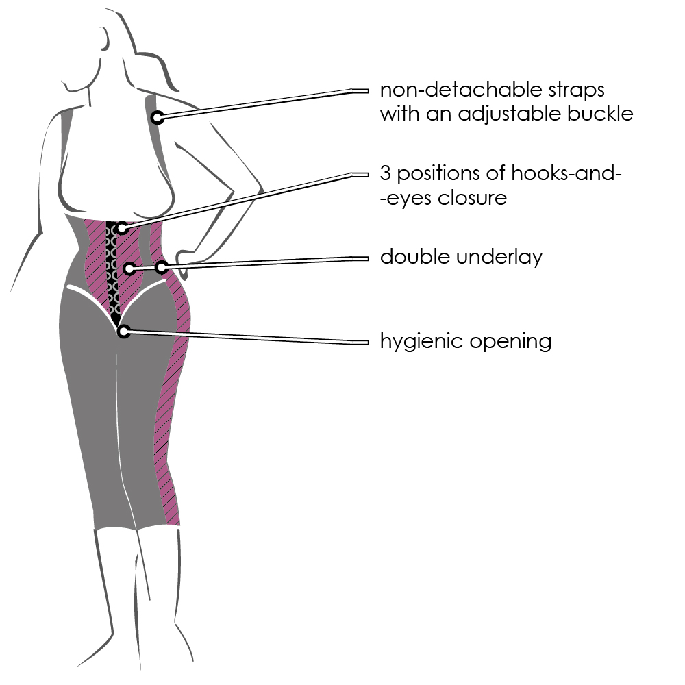 Kompressionsbody, 3/4 ben, hög rygg - 5