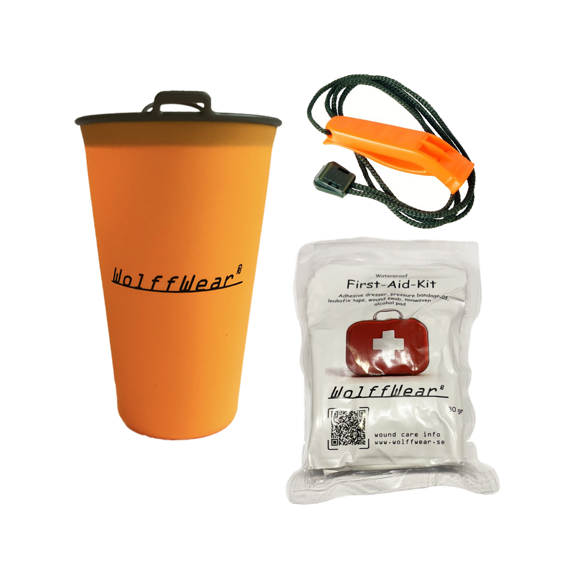 Swimrun safety kit - First aid+Swimrun mandatory equipment: First aid kit, whistle, foldable silicone cup Whistle