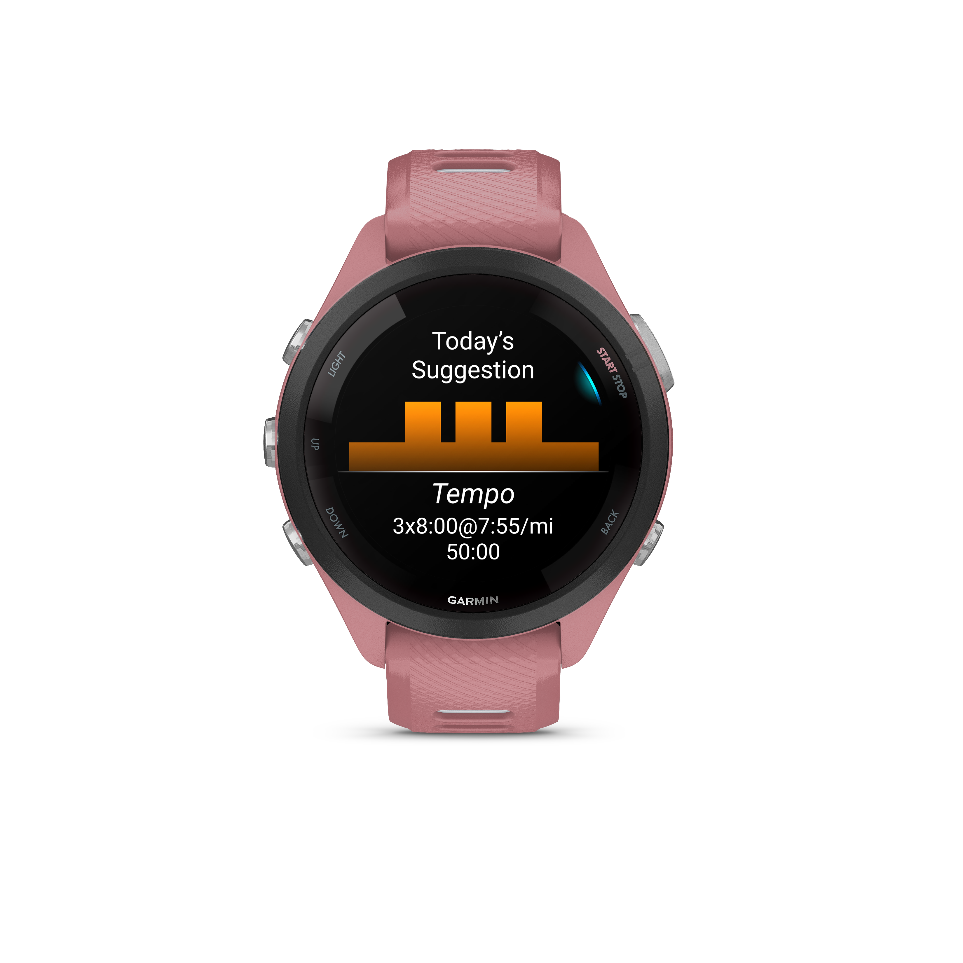 Garmin Forerunner® 265S - Lys rosa etui og lys rosa/pulvergrå silikonrem - 3