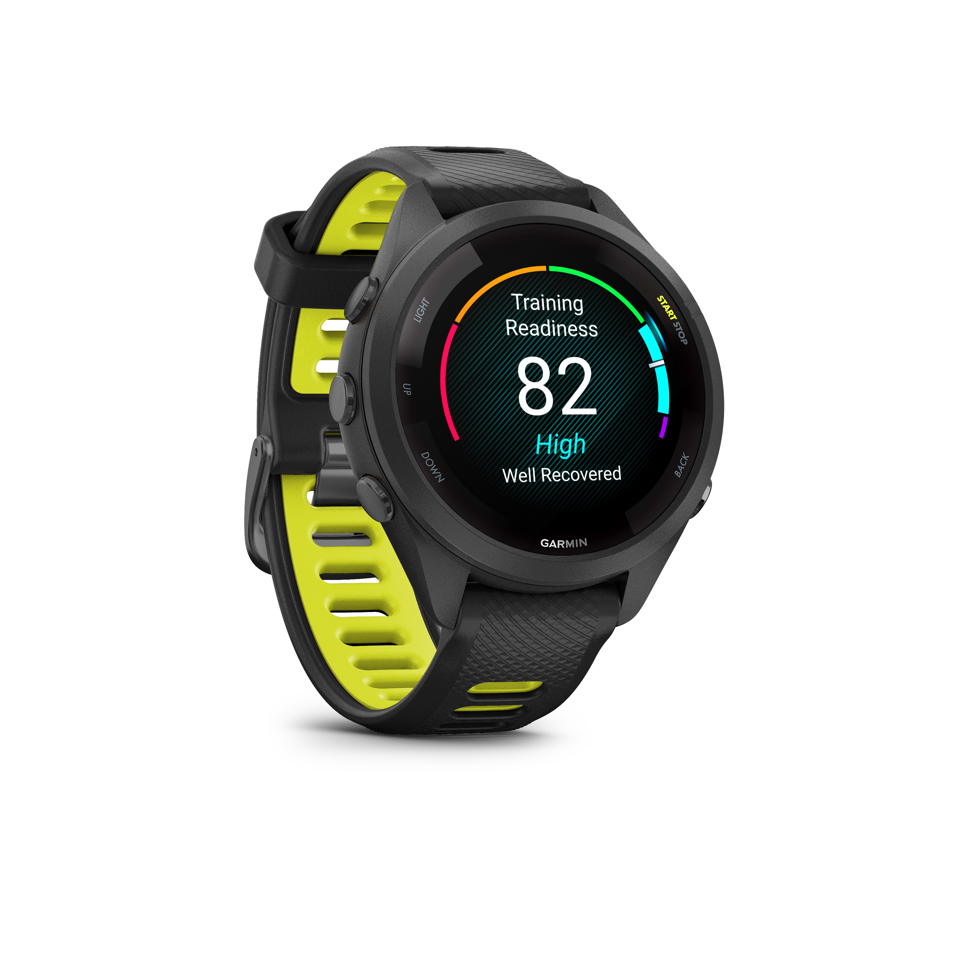 Garmin Forerunner® 265S - Black bezel and case with black/yellow silicone strap - 5