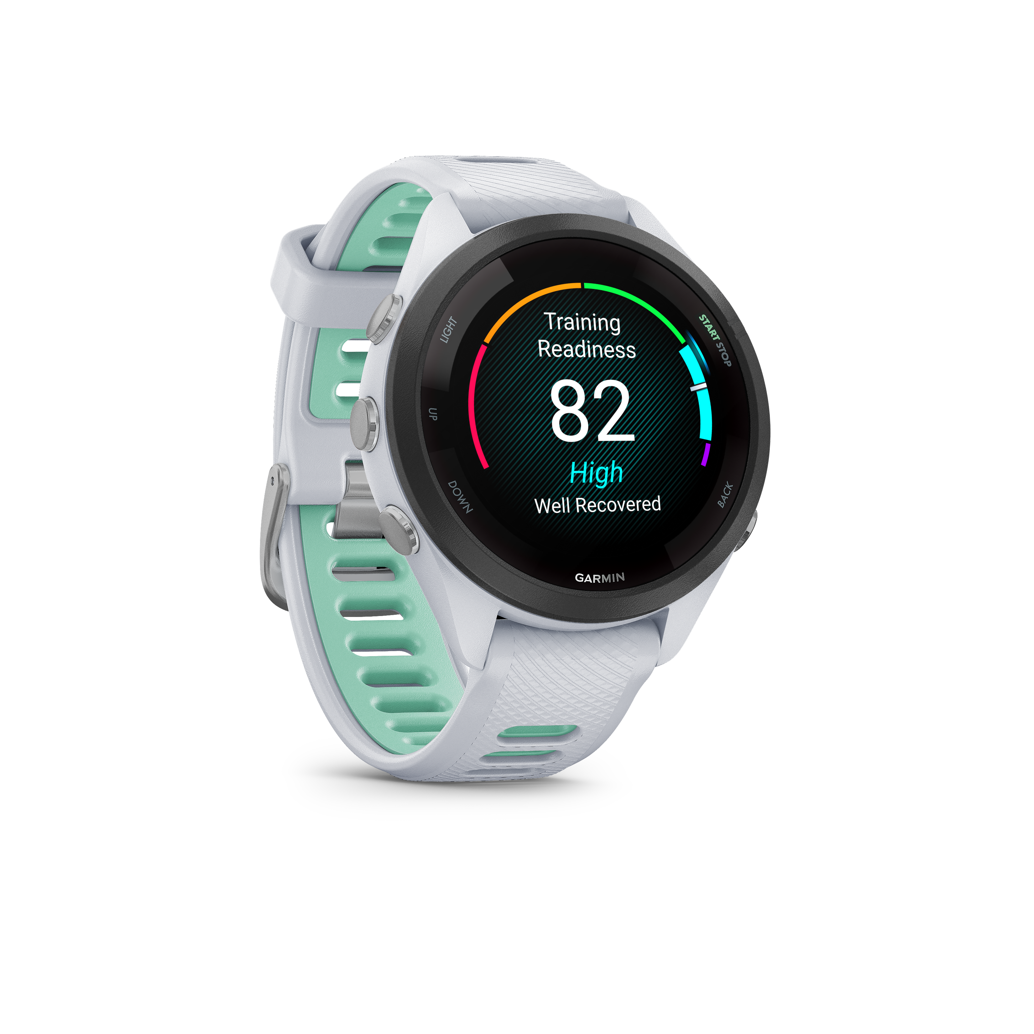 Garmin Forerunner® 265S - Svart ramme med hvitt etui og hvit/tropisk grønn silikonrem - 6