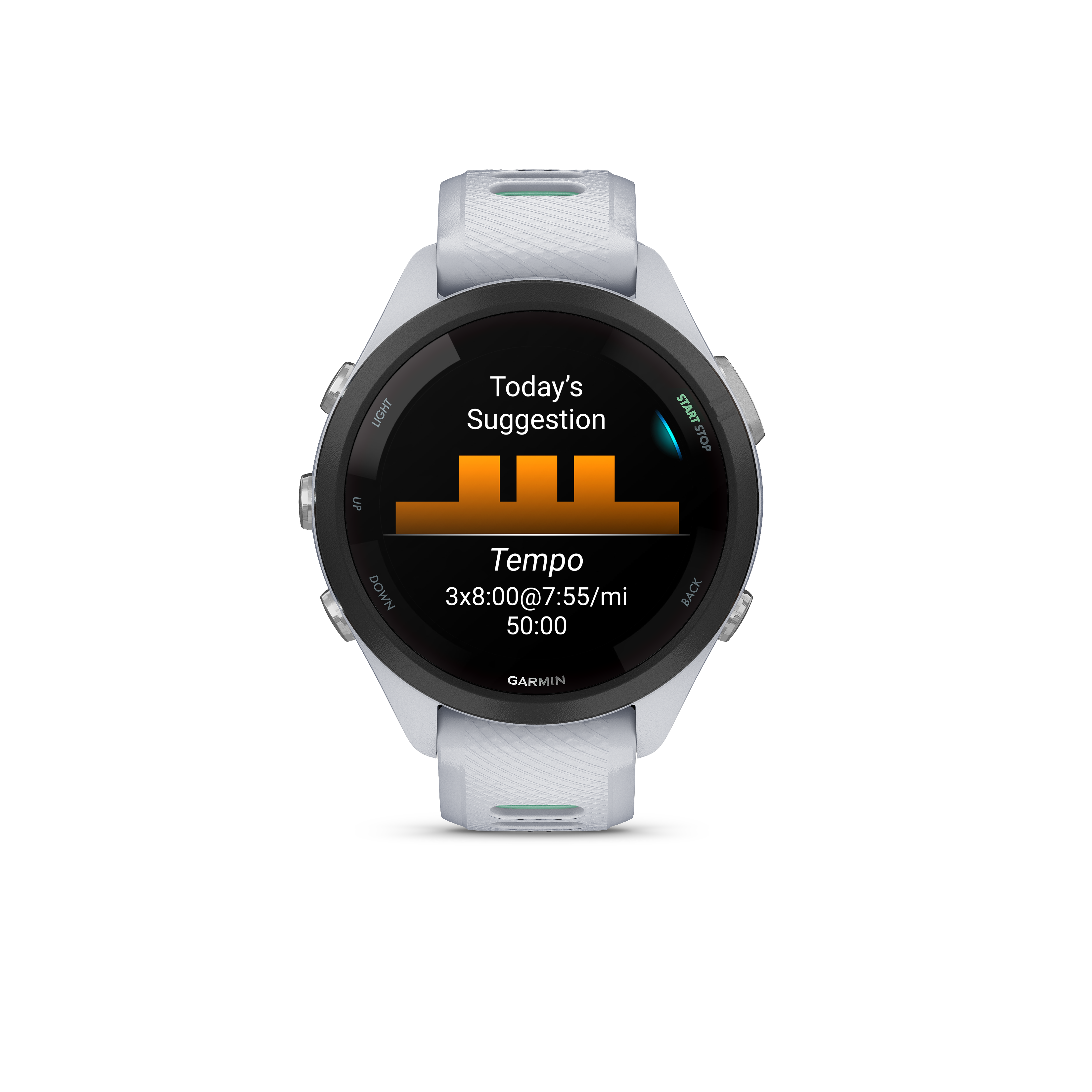 Garmin Forerunner® 265S - Svart ramme med hvitt etui og hvit/tropisk grønn silikonrem - 3