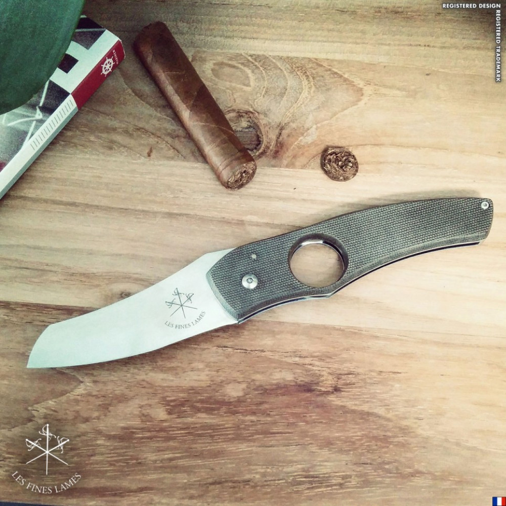 Les Fines Lames cigarrkniv - OD Green Canvas Micarta edition