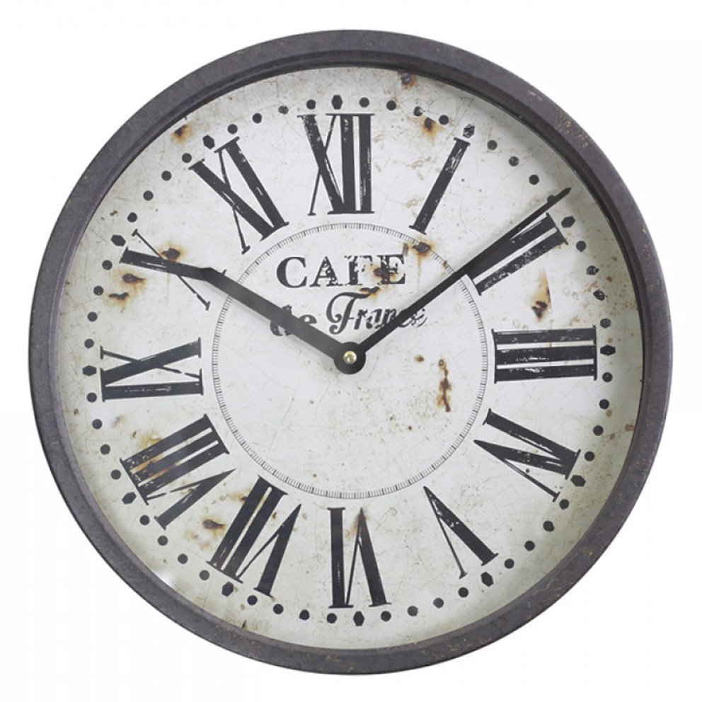 VÄGGKLOCKA CAFÉ DE FRANCE SVART MED ROMERSKA SIFFROR Ø35cm - 2