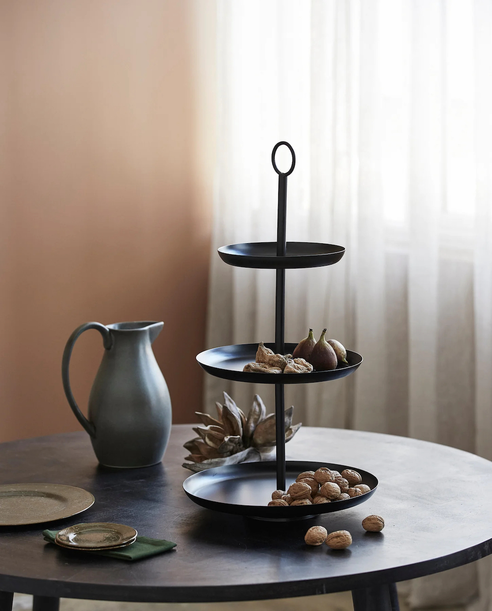 Våningsfat ASSAM ETAGERE i järn –Tre våningar Large Ø:34cm H:64cm - 3