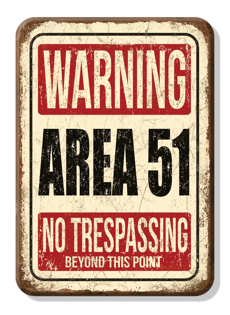 Magnet retro – WARNING Area 51... 6,4x8,9cm
