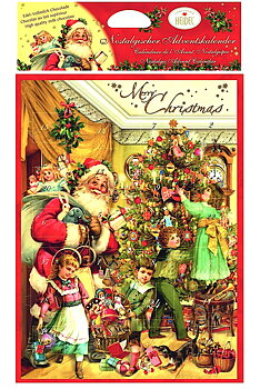Adventskalender Nostalgi m figurer i mjölkchoklad Liten H:35cm 75g