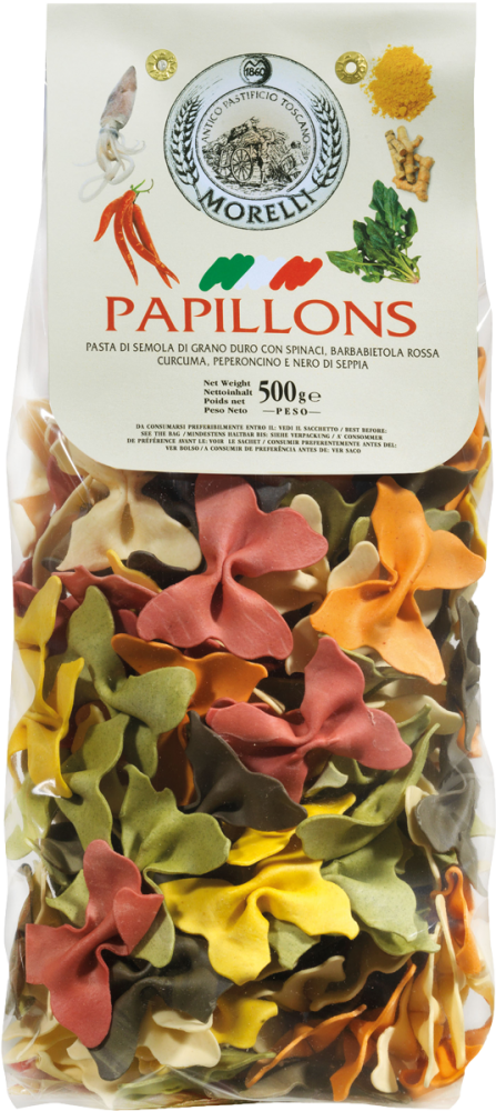 Morelli PASTA PAPILLONS – Fjärilsformad pasta i sex smaker 500g