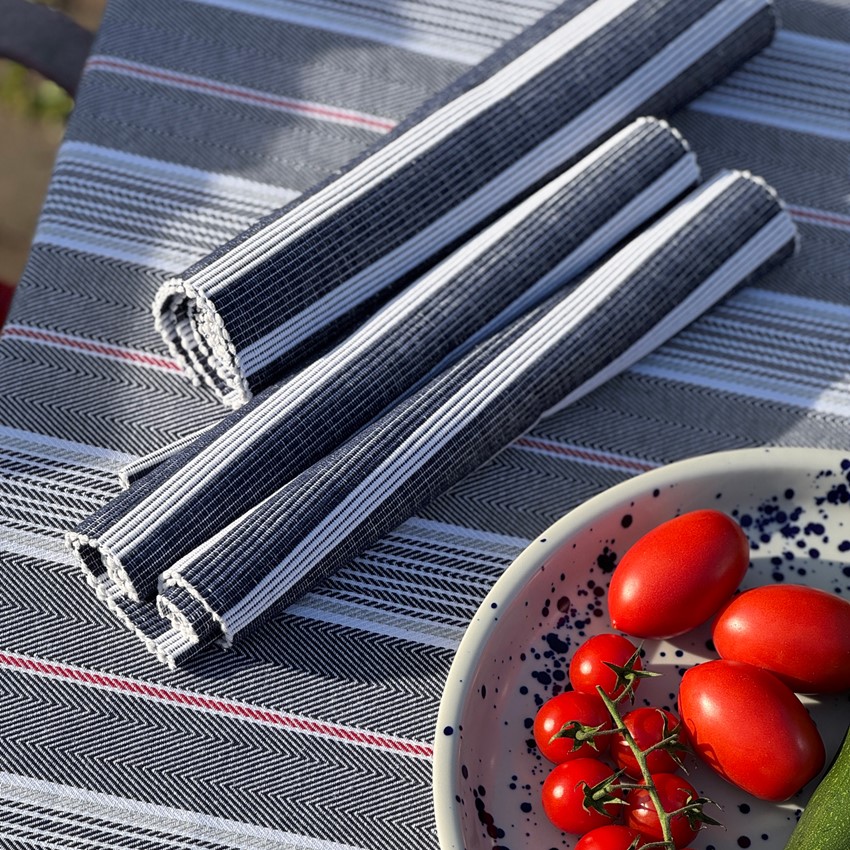 Löpare SIGRID Recycled OEKO-TEX® – Marin & Vit ribb 33x120cm - 3