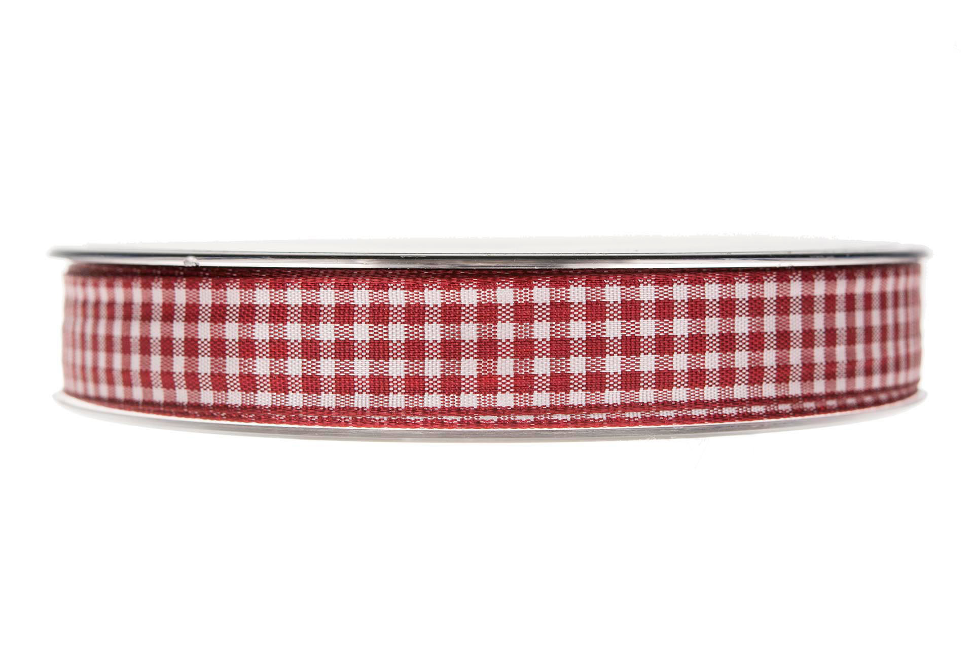 PRESENTBAND – Band VICHY Röd & vit ruta B:15mm pris/m