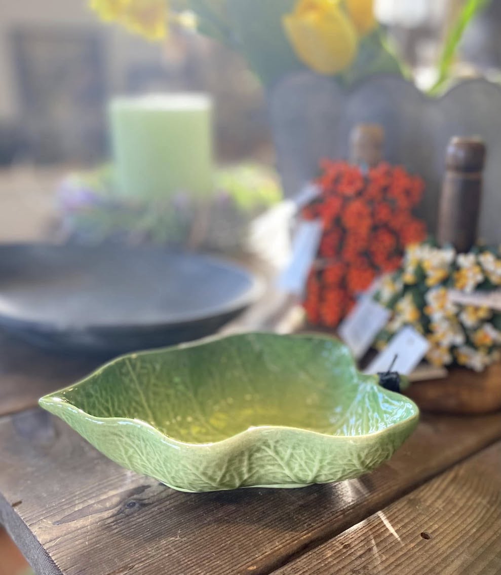 Bladformad skål i porslin – Grön 18x13x5cm - 3
