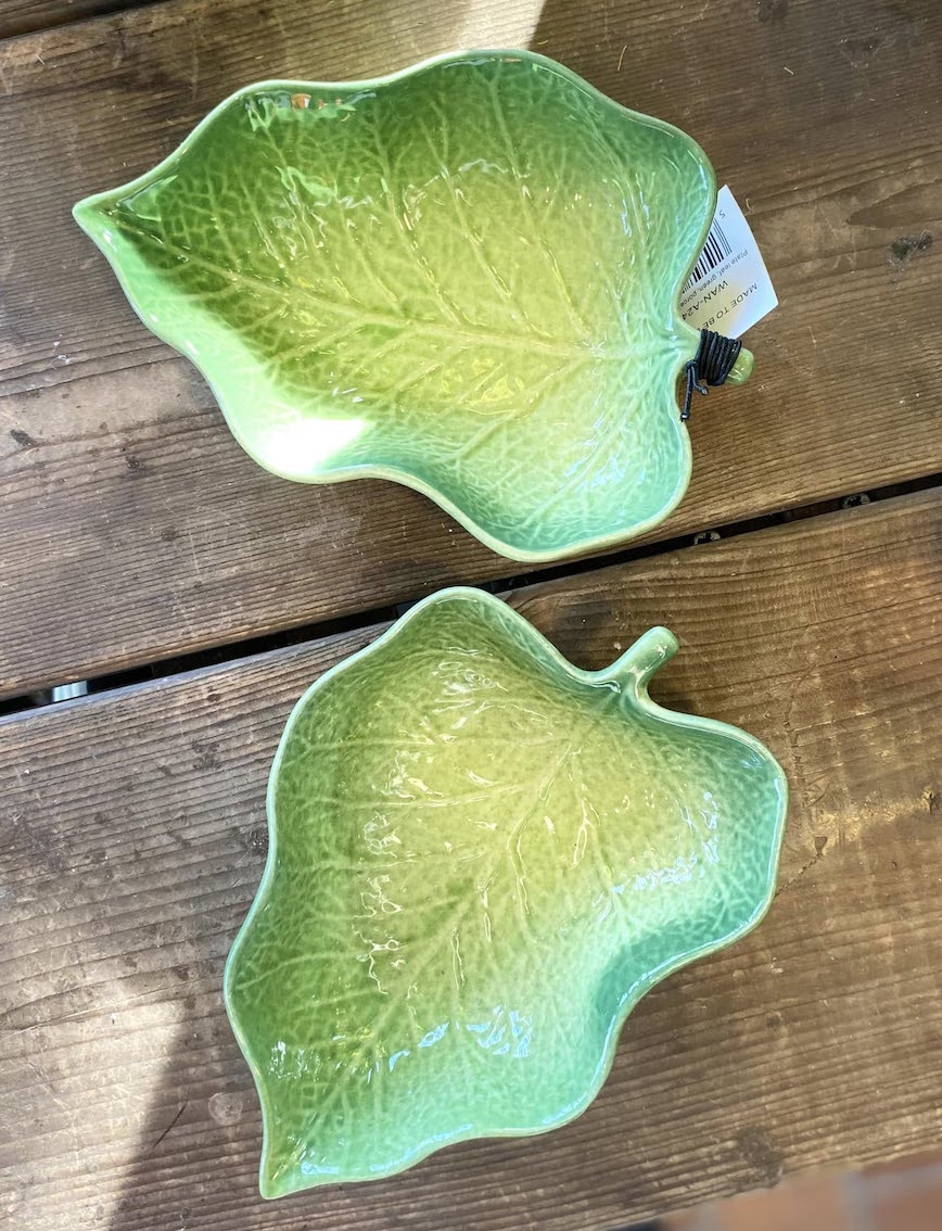 Bladformad skål i porslin – Grön 18x13x5cm - 2