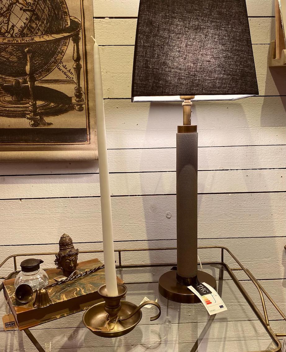 Lampfot Gråbeige & mässing H:47cm - 3