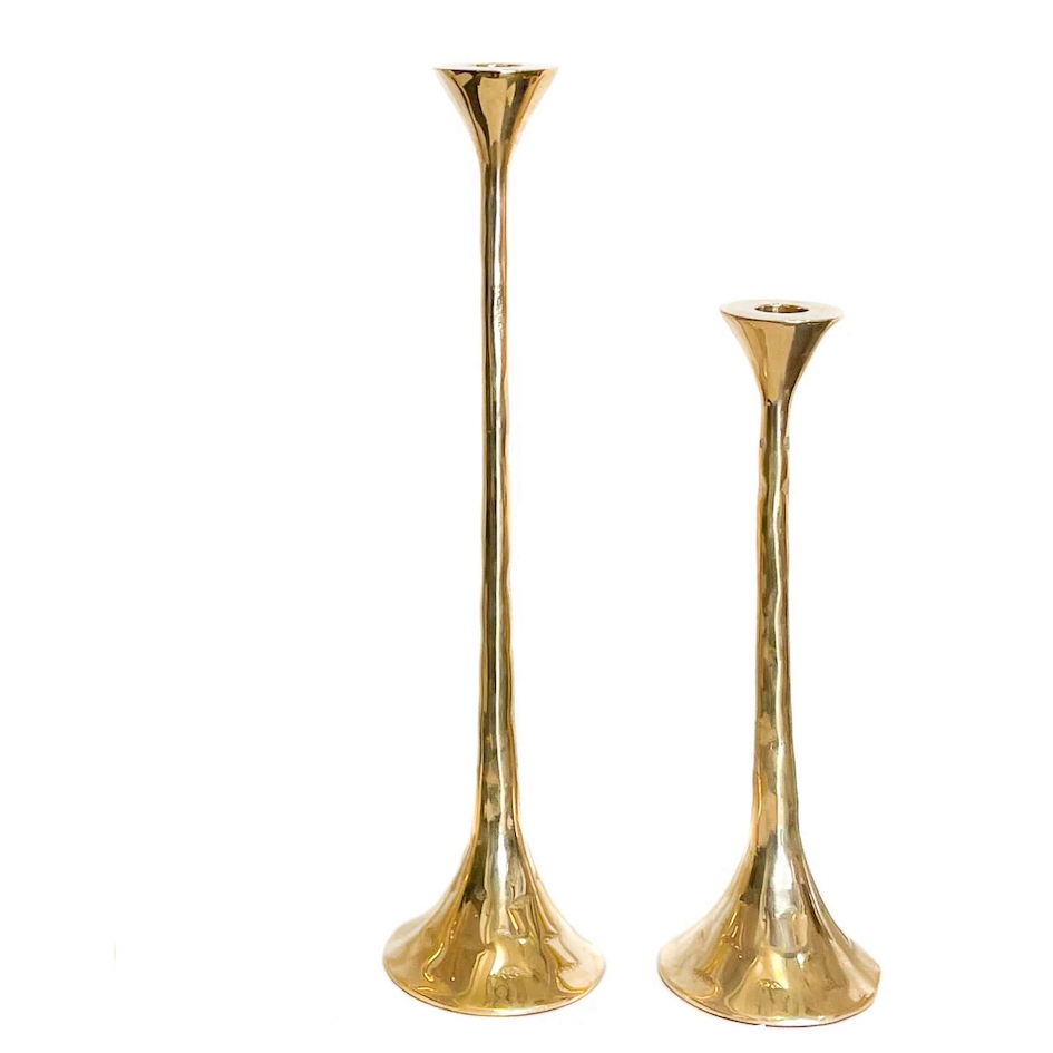 Ljusstake GOLD TRUMPET i ren mässing Mellan h:40cm - 5