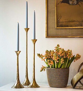Ljusstake GOLD TRUMPET i ren mässing Mellan h:40cm