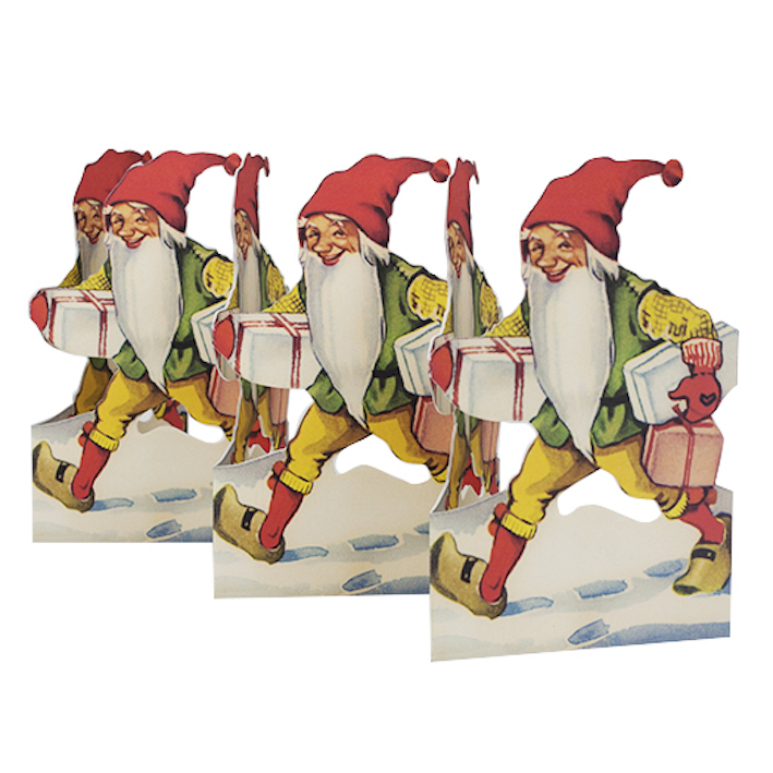 Pappersrad tomte med paket 16,5x65cm - 2