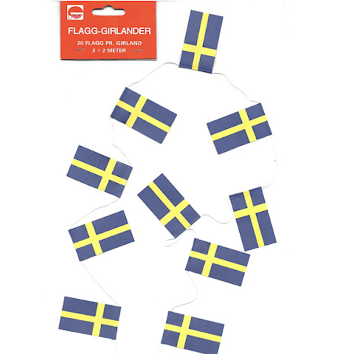 Svenska flaggan flaggirlang 2-pack – 20 små flaggor på varje girlang á 2m