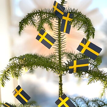 Svenska flaggan flaggirlang 2-pack – 20 små flaggor på varje girlang á 2m