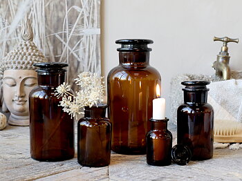 Apoteksflaska med lock – brun L 500ml