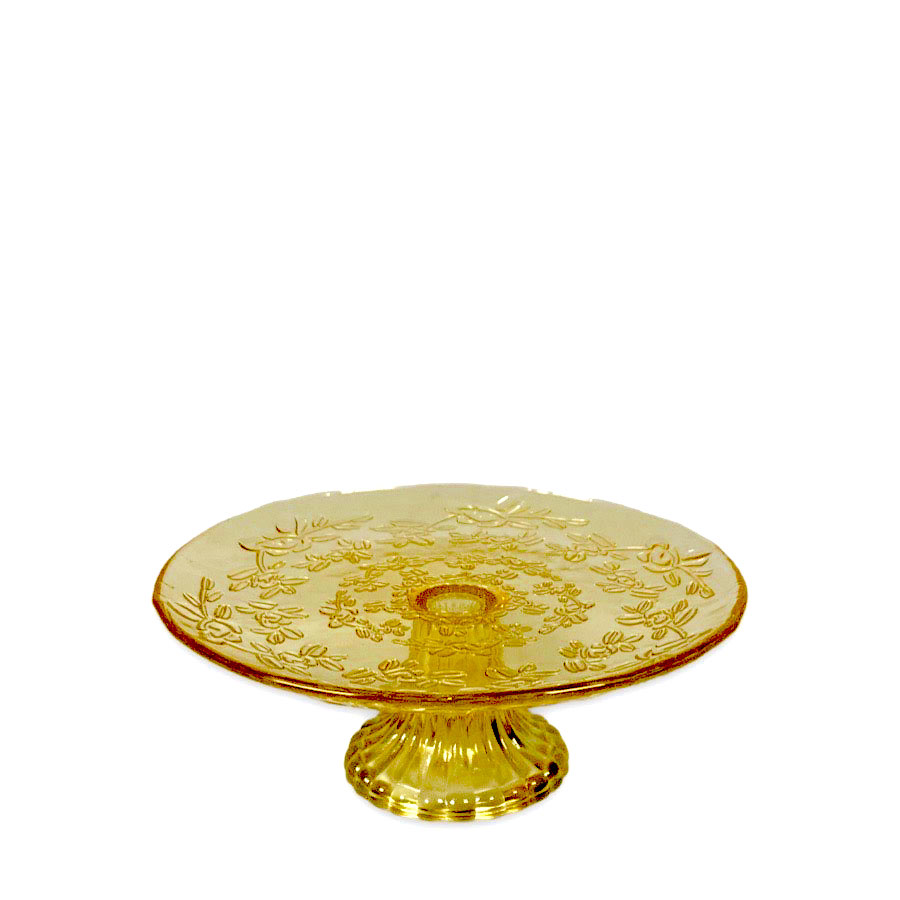 Kakfat BRANCHES på fot i glas – Gult litet Ø:19,5cm H:7,5cm