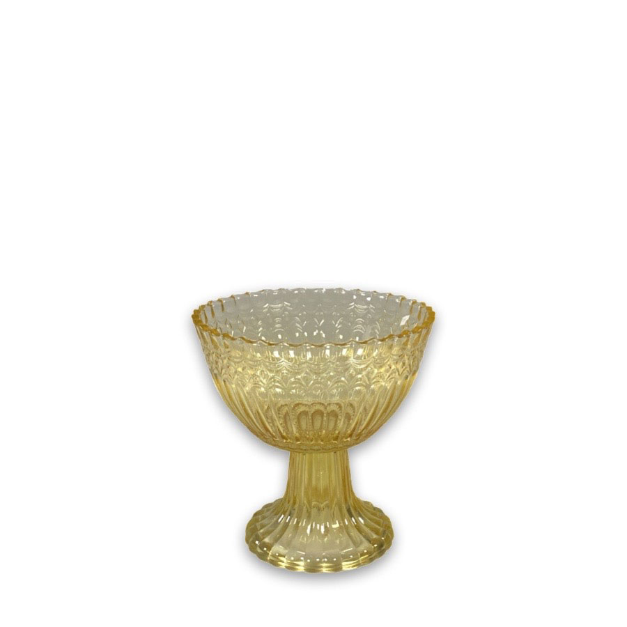 Skål ETIENNE på fot i glas – Gul liten Ø:12,5cm H:12,5cm