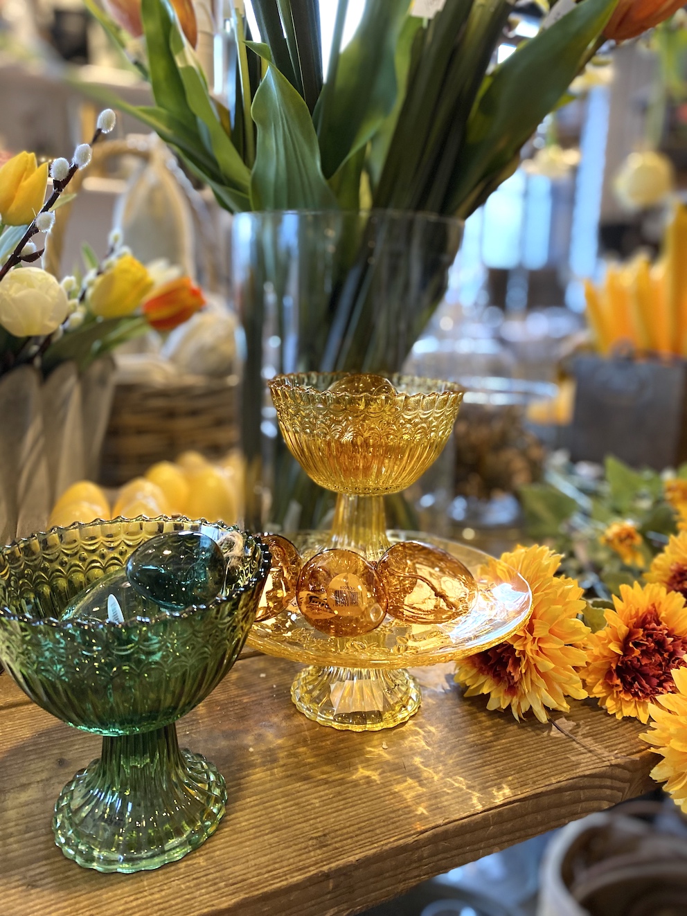Skål ETIENNE på fot i glas – Gul liten Ø:12,5cm H:12,5cm - 3