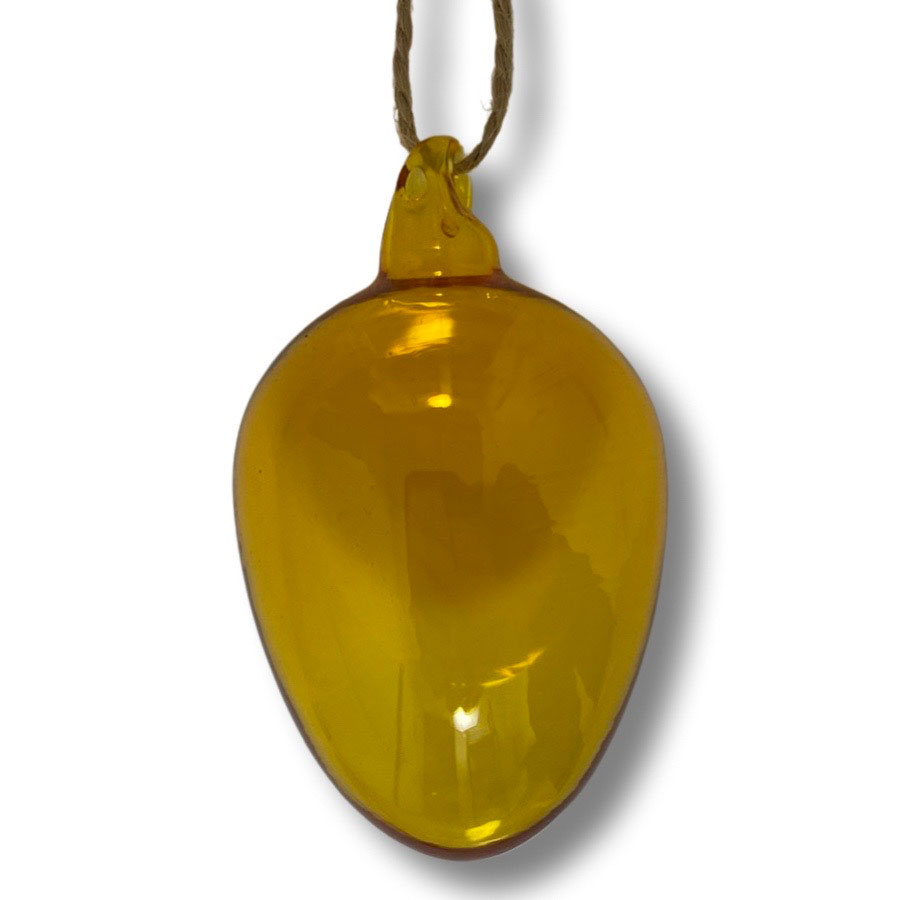 Munblåst ägg av glas – Gult, stort - 2