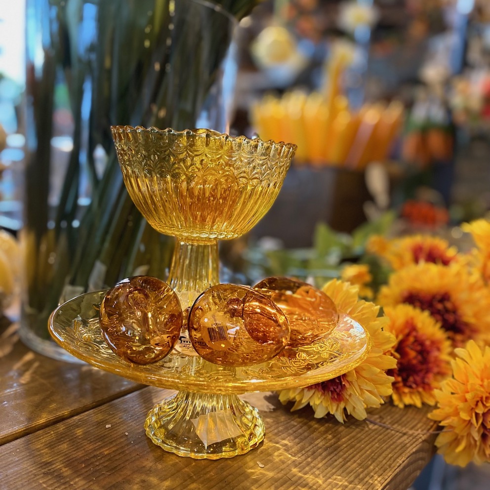 Munblåst ägg av glas – Ockra, stort - 2