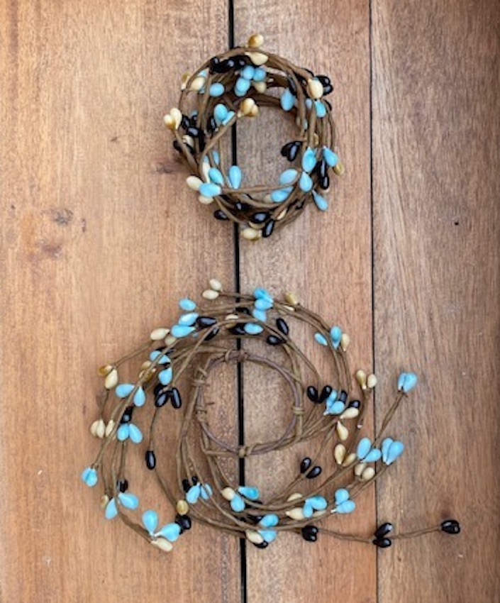 Ljusmanschett 96 Rice Berries in Light Blue & Black ID:3,8cm - 2