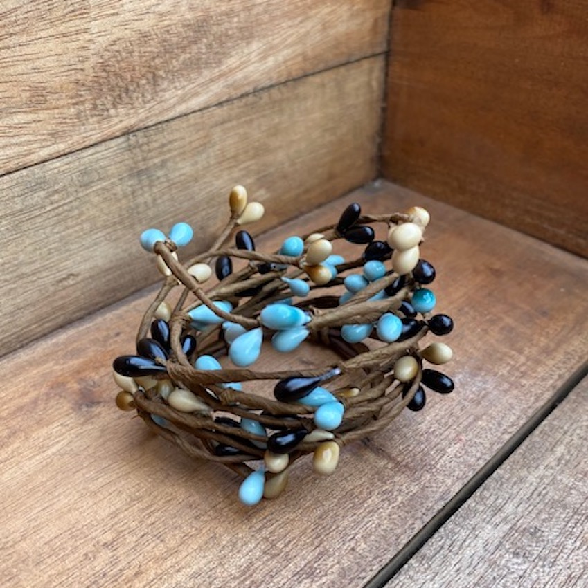 Ljusmanschett 96 Rice Berries in Light Blue & Black ID:3,8cm