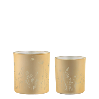 Ljuskopp  glas med blomdekor Liten Ø:6,5cm