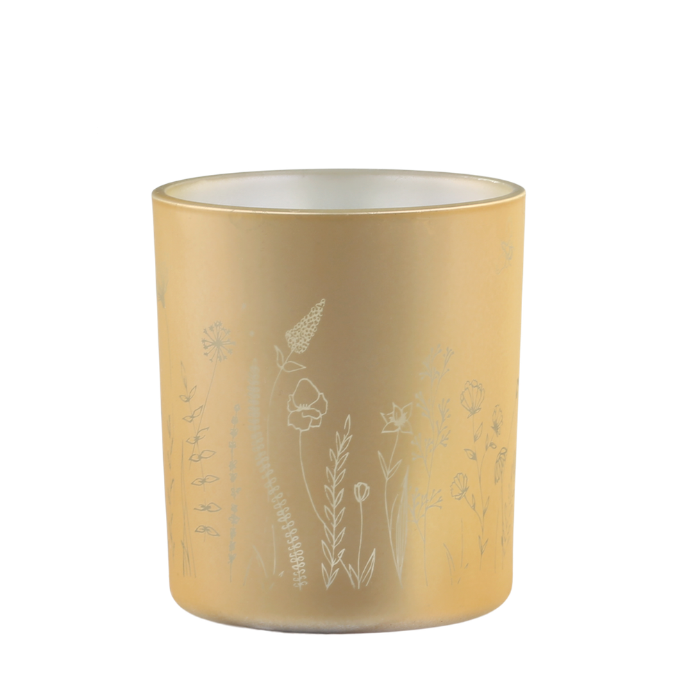 Ljuskopp  glas med blomdekor Liten Ø:6,5cm - 3