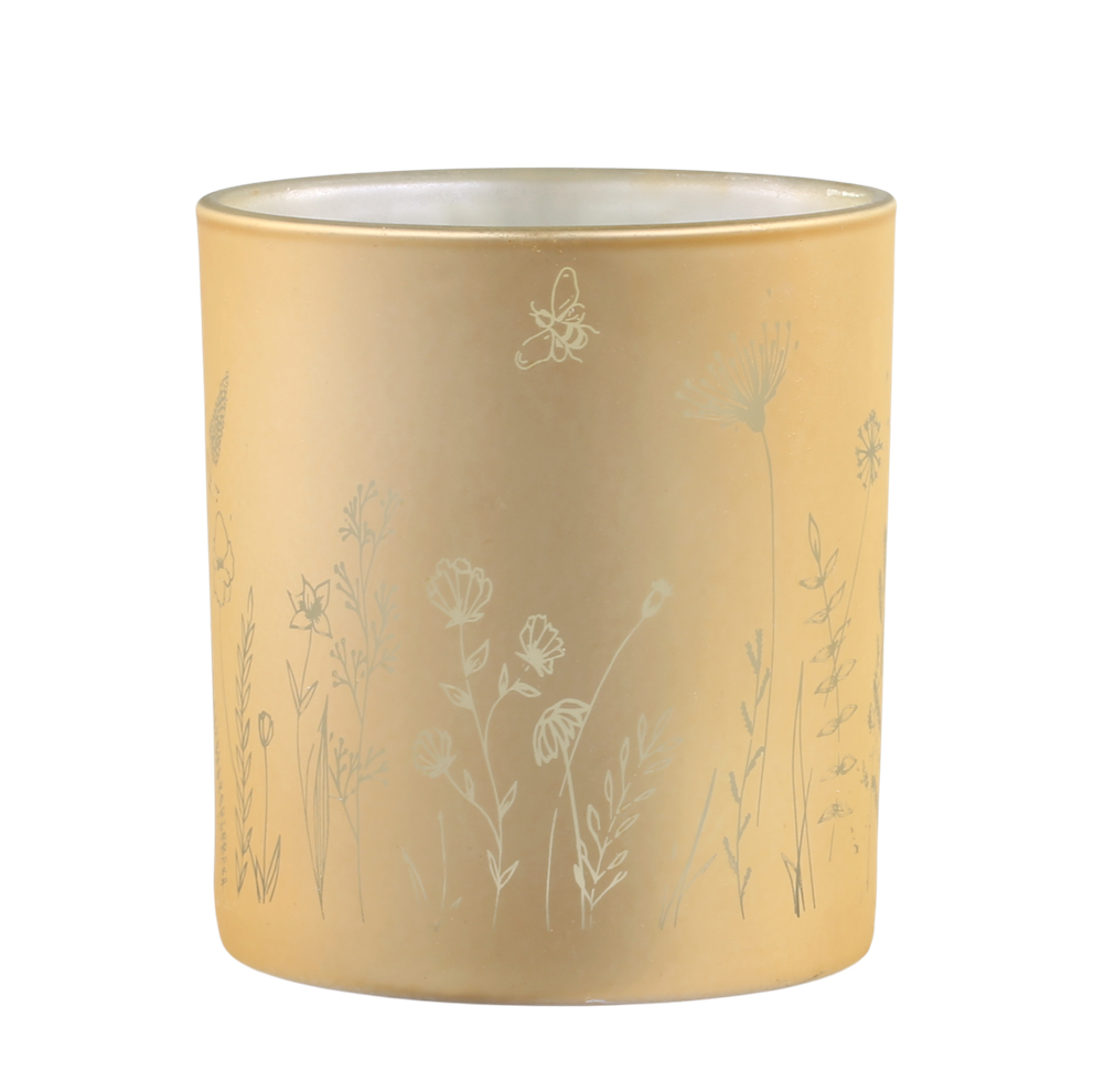Ljuskopp i glas med blomdekor Stor Ø:7cm - 2