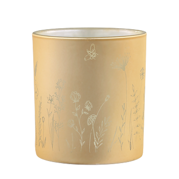Ljuskopp i glas med blomdekor Stor Ø:7cm