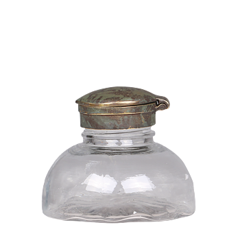 Bläckflaska i glas med lock vintage Ø:8cm
