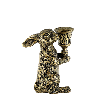 Ljusstake kanin i mässingsfärgat järn 9x6,5x12cm