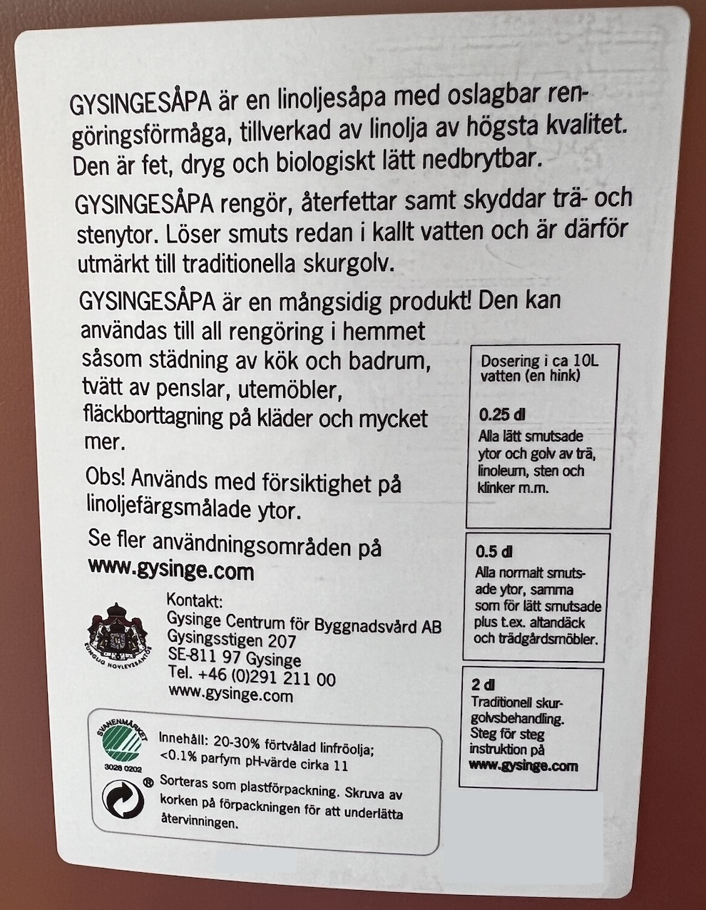 GYSINGE SÅPA ORIGINALET skruvkork Svanenmärkt 500ml - 5