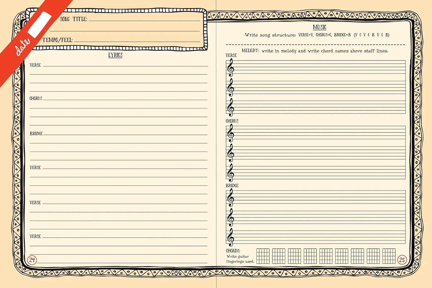 Anteckningsbok– Songwriter's Journal 160 sidor - 2