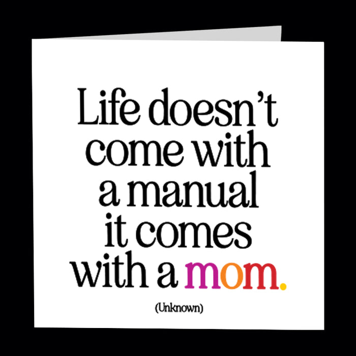Dubbelt kort med kuvert Quotable – Life... comes with a mom 13x13cm - 2